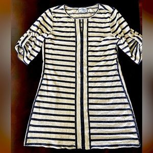 Bleu Bayou Casual Wear Women’s Short Sleeves Blue Stripe Short Dress&Top Sz S-M